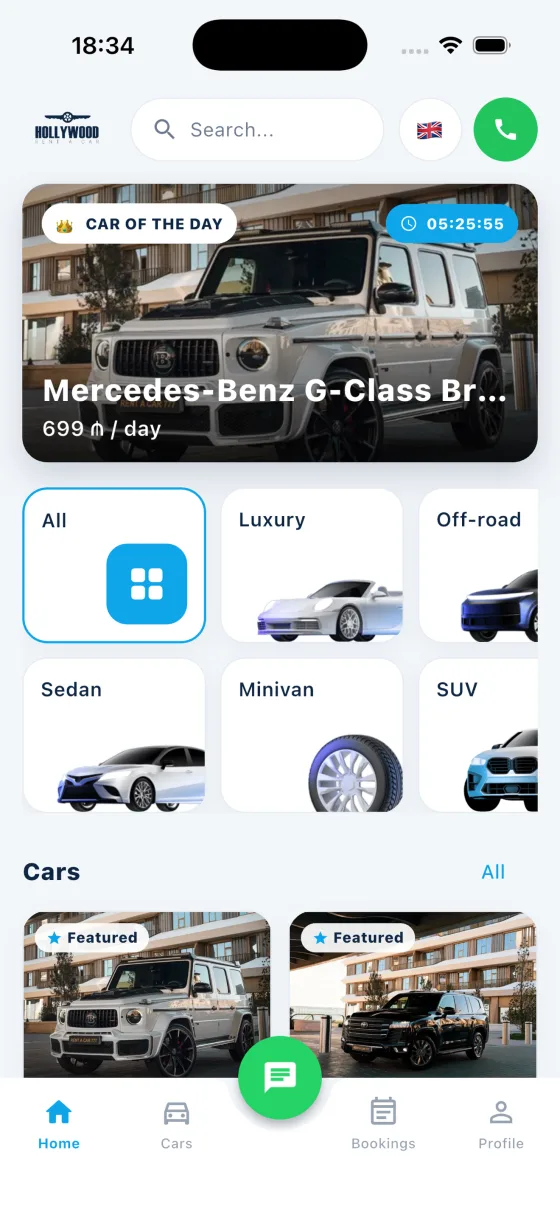 Hollywood Rent a Car app